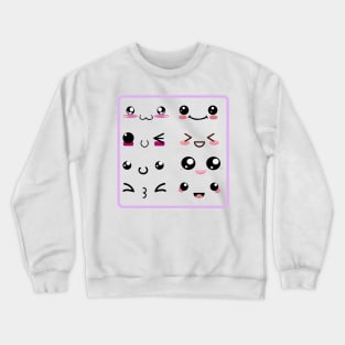 Kawaii Emoji Faces Crewneck Sweatshirt